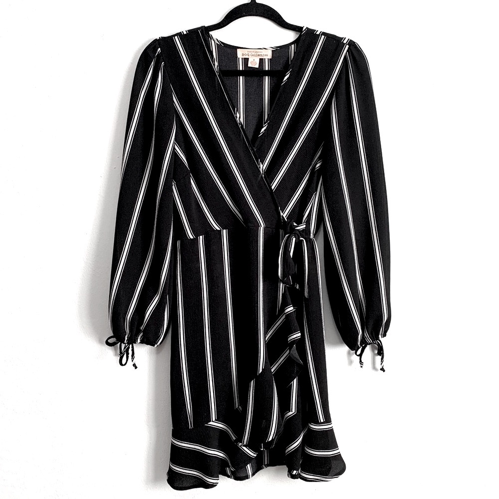 Band Of Gypsies Collective Striped Faux Wrap Mini Dress